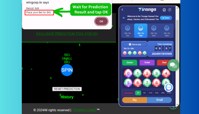 Step 6 Tap OK and wait for the Prediction result—will it be ‘Big’ or ‘Small’