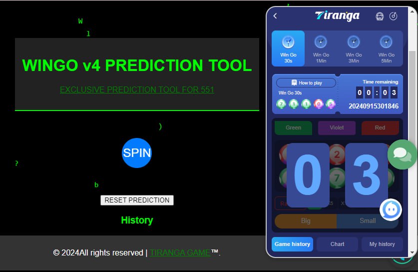 A picture of a chart showing the Tiranga Games prediction tool for the Wingo Lottery.