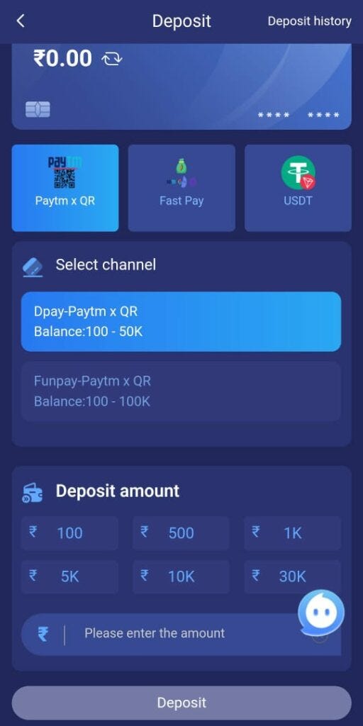 A picture of a chart showing how to deposit money in Tiranga games to play live roulette game online.